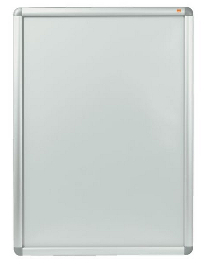 nobo - Premium Plus Plakatrahmen mit Klapprahmen, Größe A1, Wandbefestigung durch Eckmontage, Aluminiumrahmen, Entspiegelte Kunststoff-Abdeckung, Silber, 1902211 (DIN A1)
