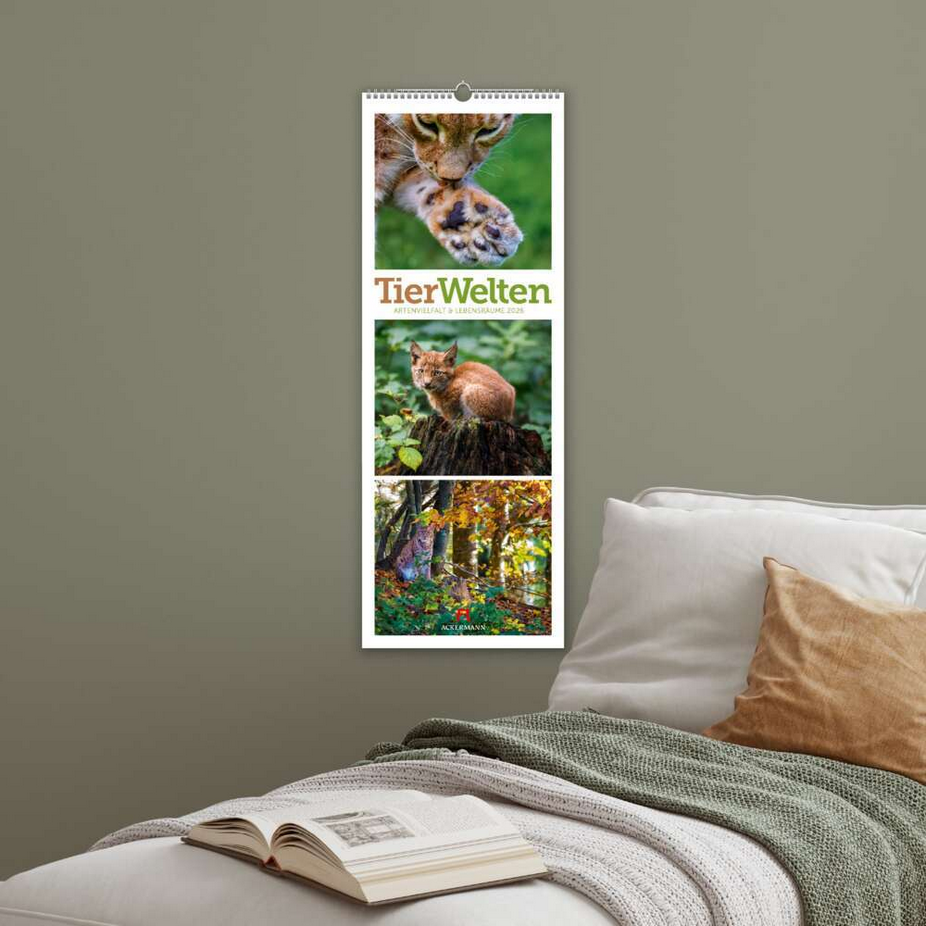 Triplet-Kalender 2026 "Tierwelten" (24 x 66 cm)