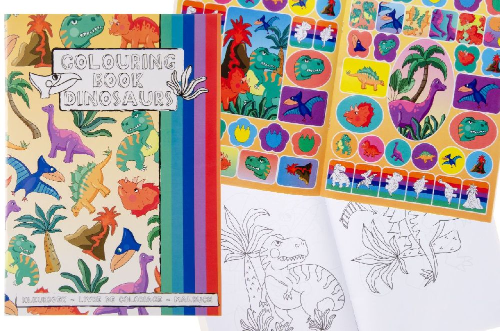 Ausmalbuch mit Stickerbogen "Dinosaurier"