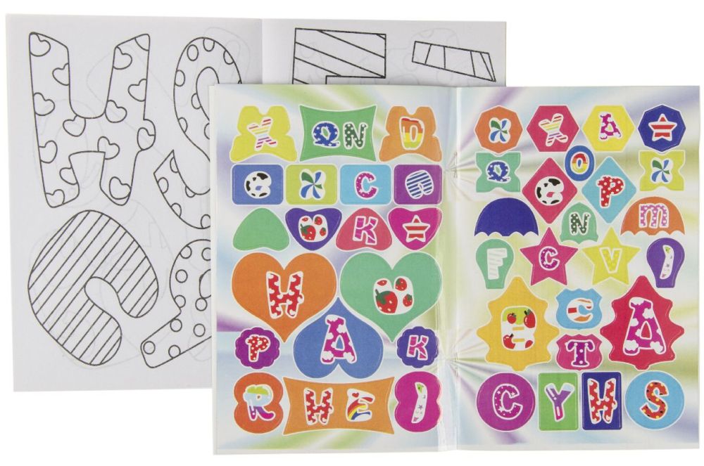 farbiges Buch mit Aufklebern, Buch 21x14,5cm