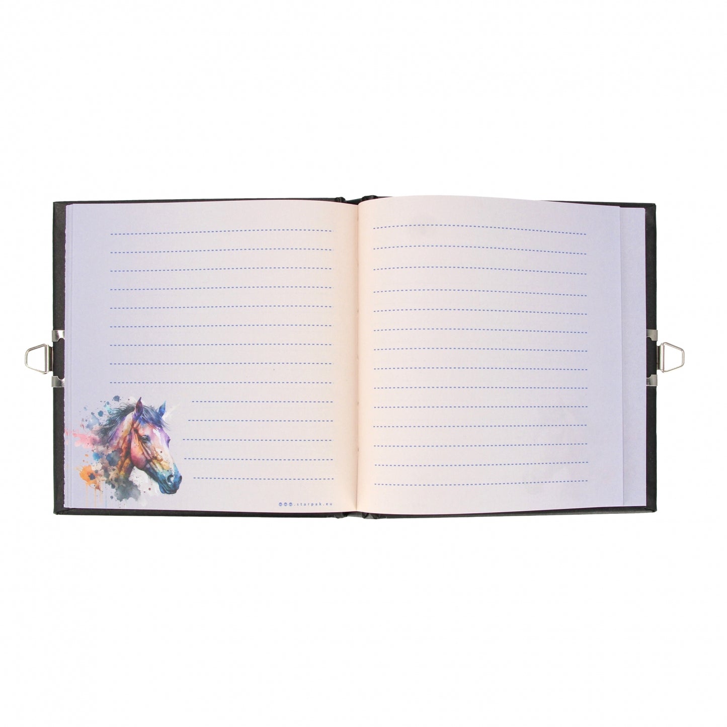 Tagebuch "Pferd" mit Vorhängeschloss, schwarz (13.5 x 13.5 cm)