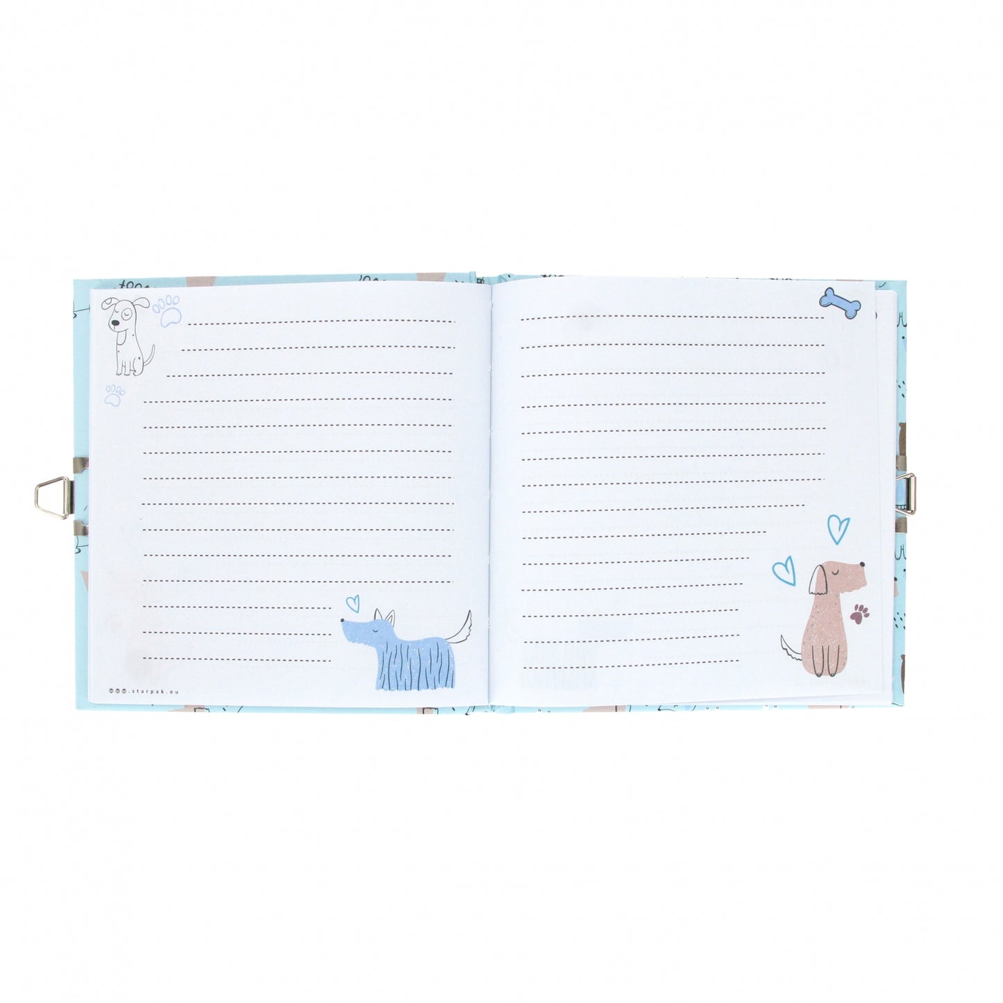 Tagebuch "Welpen" mit Schloss, hellblau (13.5 x 13.5 cm)