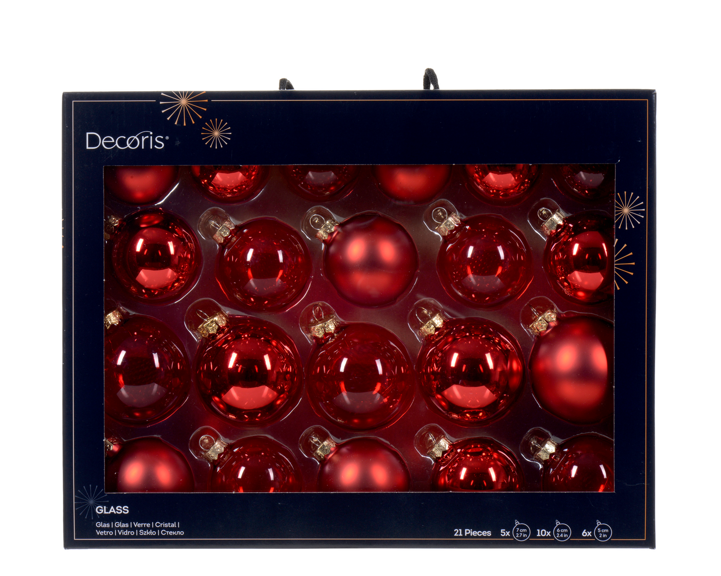 Christbaumkugeln Ø 7 cm, rot (21 Stk.)