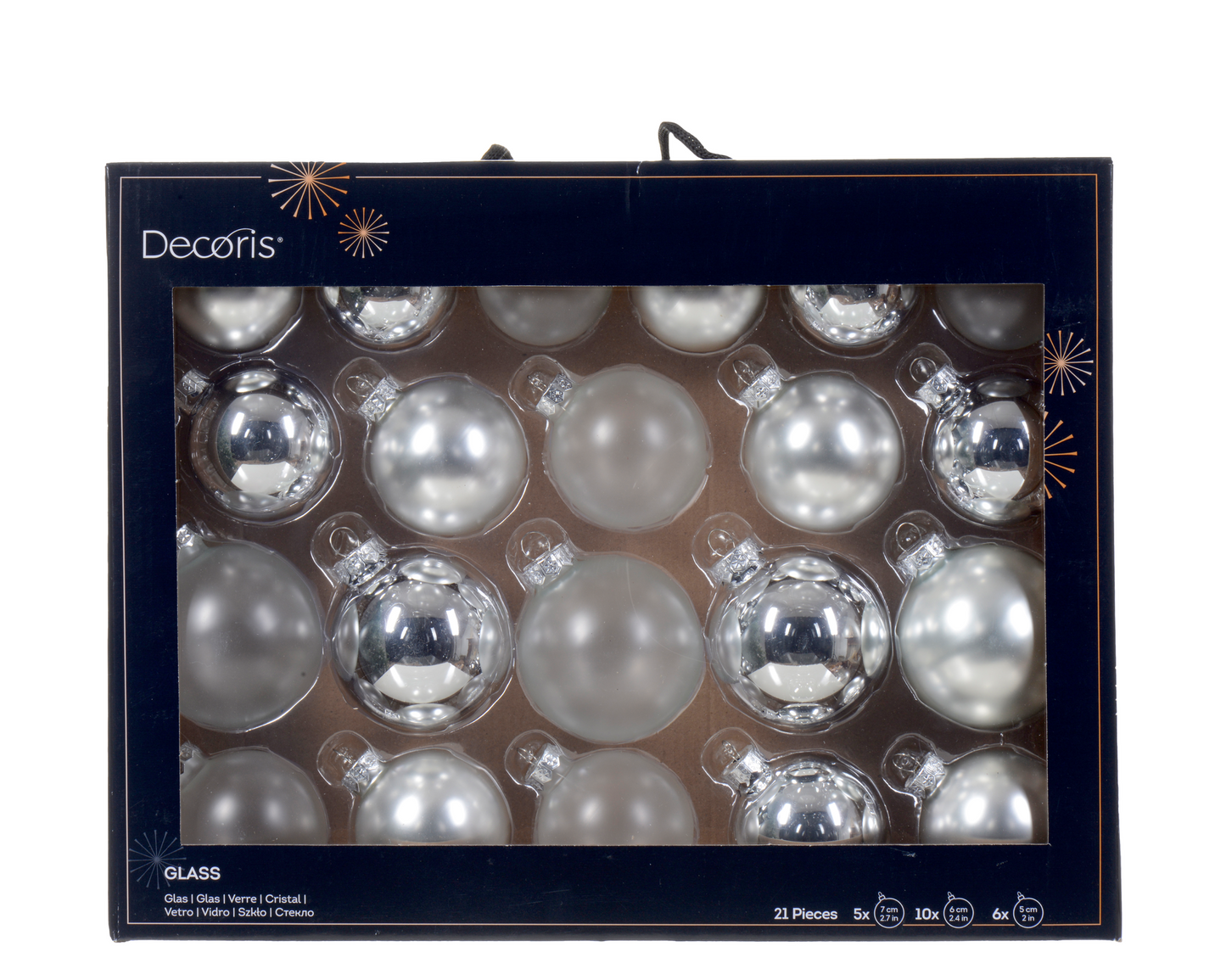 Christbaumkugeln Ø 7 cm, silber (21 Stk.)