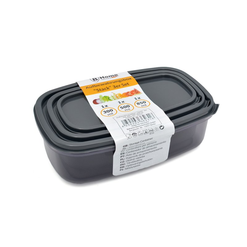 Aufbewahrungsbox Set 3-teilig (300, 500, 850 ml)