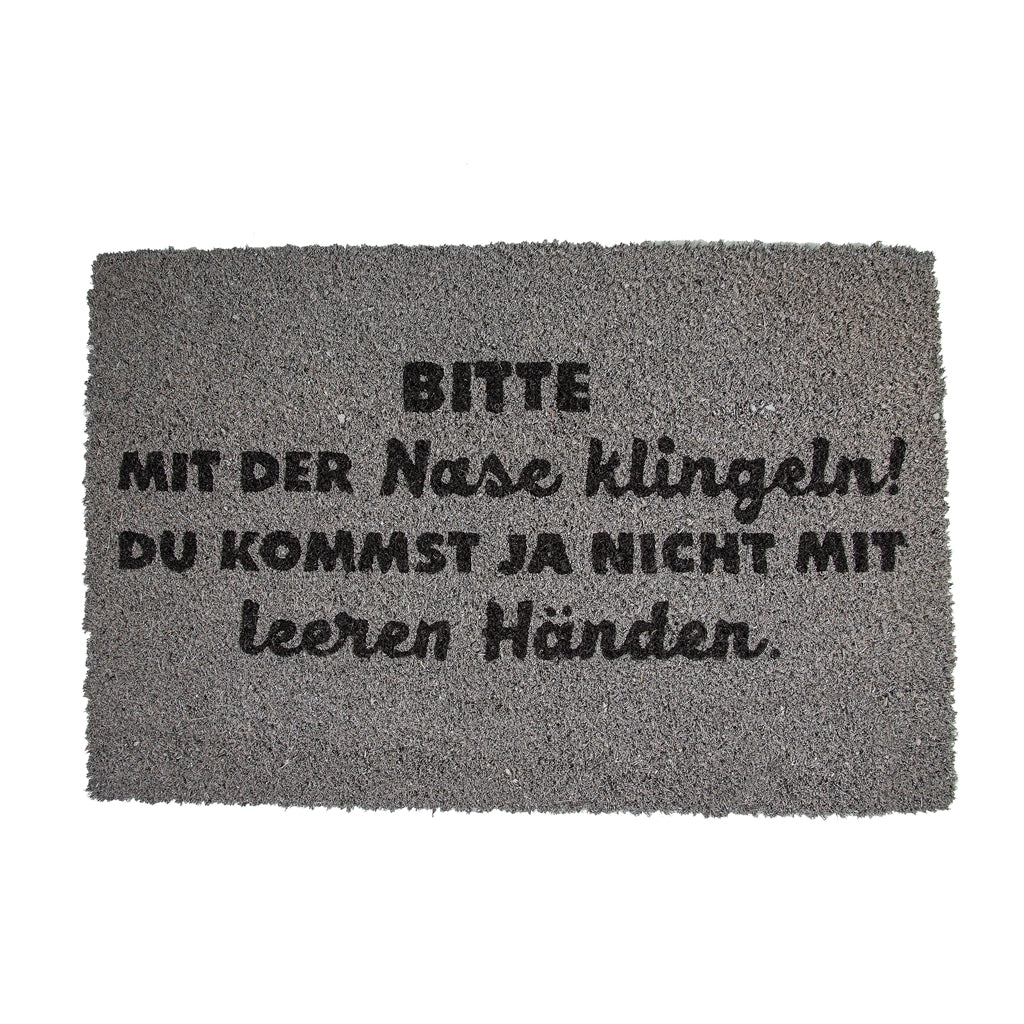 Fussmatte "Bitte mit der Nase klingeln" grau (ca. 40 x 60 cm)