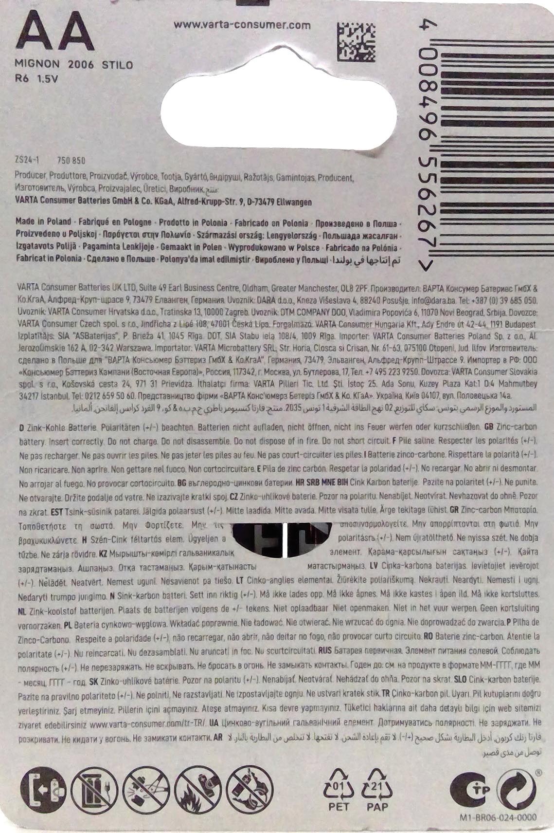 Varta Superlife Batterie AA, 4er-Blister