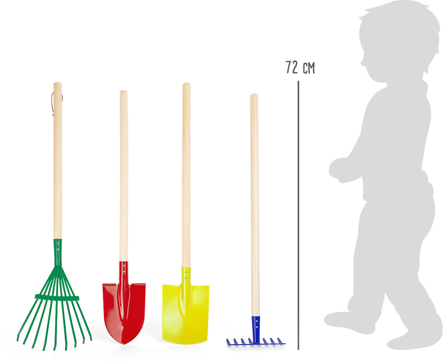Gartenwerkzeug-Set Kunterbunt, 72 x 2 x 2cm