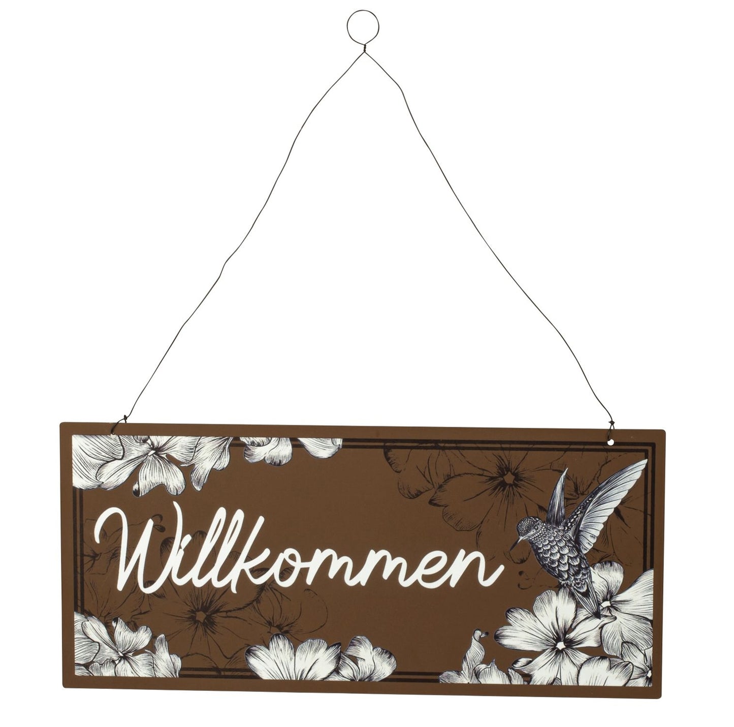 Blechschild "Willkommen", braun 18 x 40 cm
