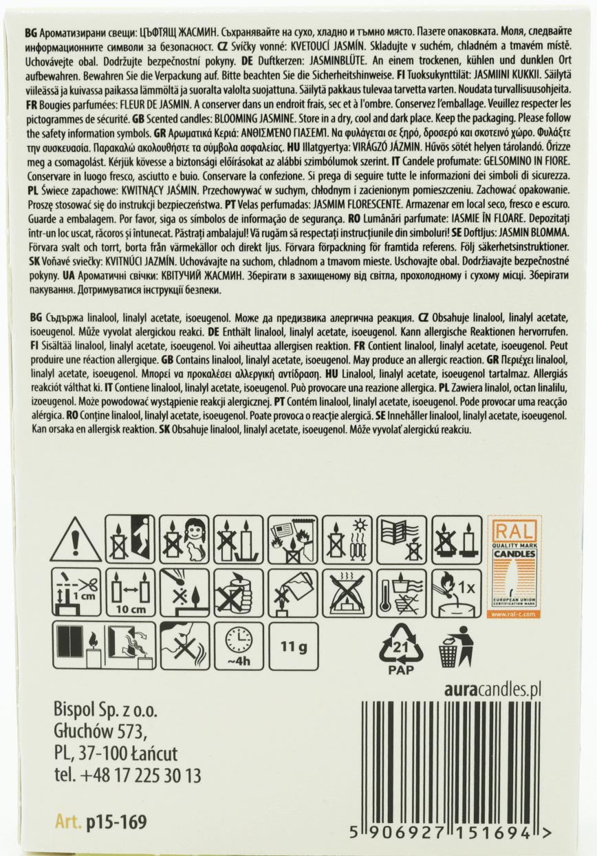 Teelichter 6er Pack mit Jasminblütenduft