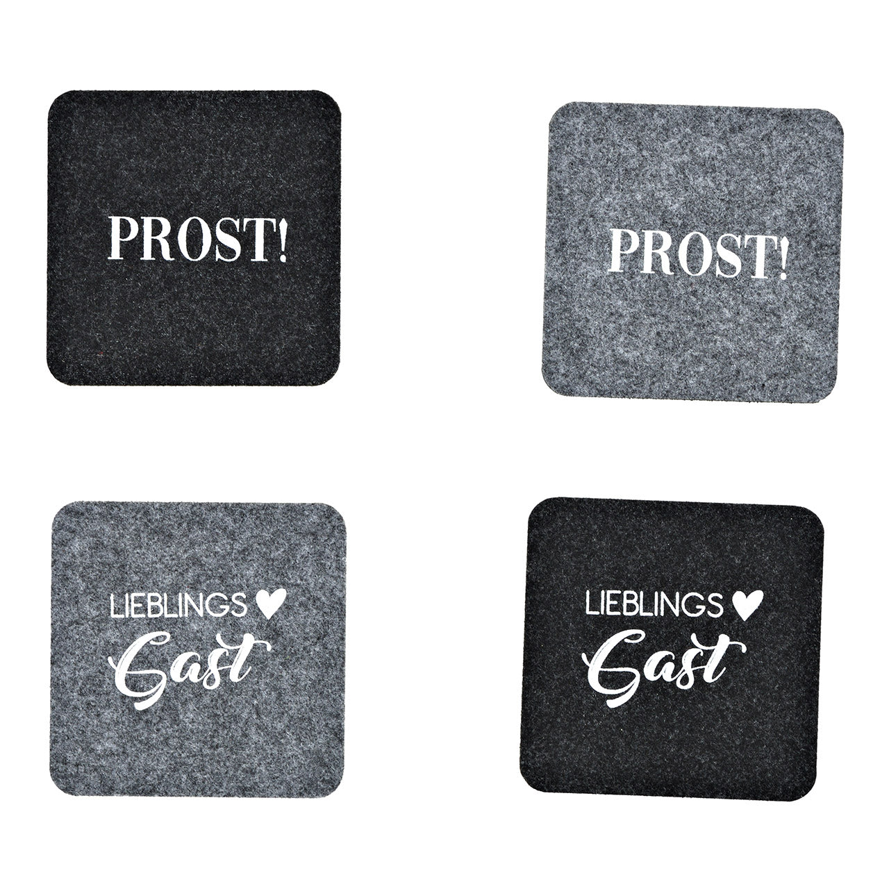 Unstersetzer aus Filz mit Sprüchen, 4er-Set