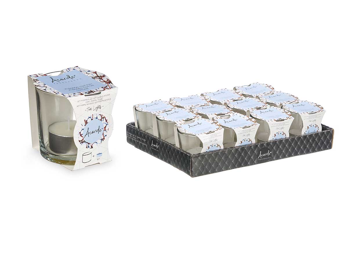 Teelicht im Glas "Frische Wolle"