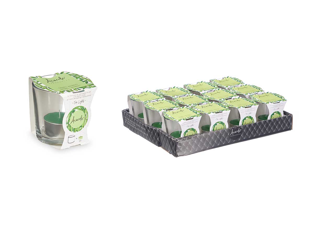 Teelicht im Glas "Bambus"