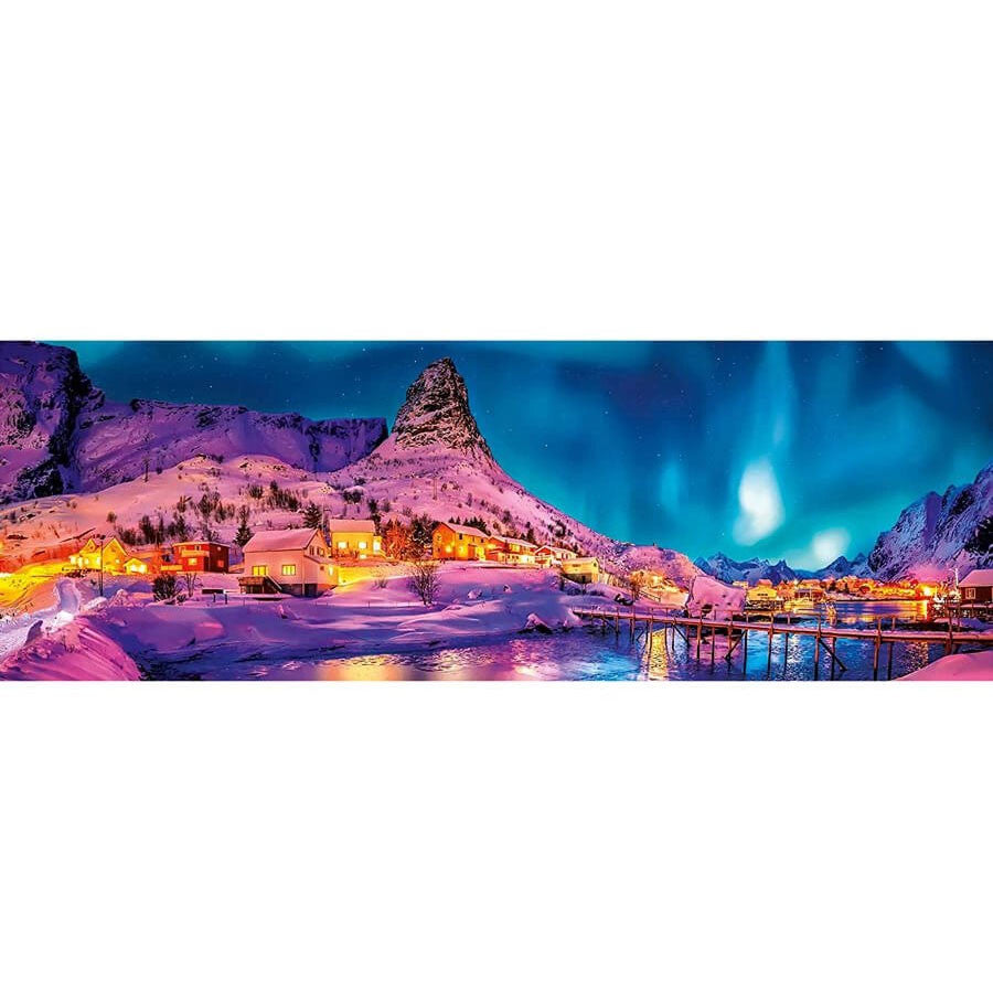 Clementoni Panorama-Puzzle - Die Lofoten Islands bei Nacht (1000 Teile)