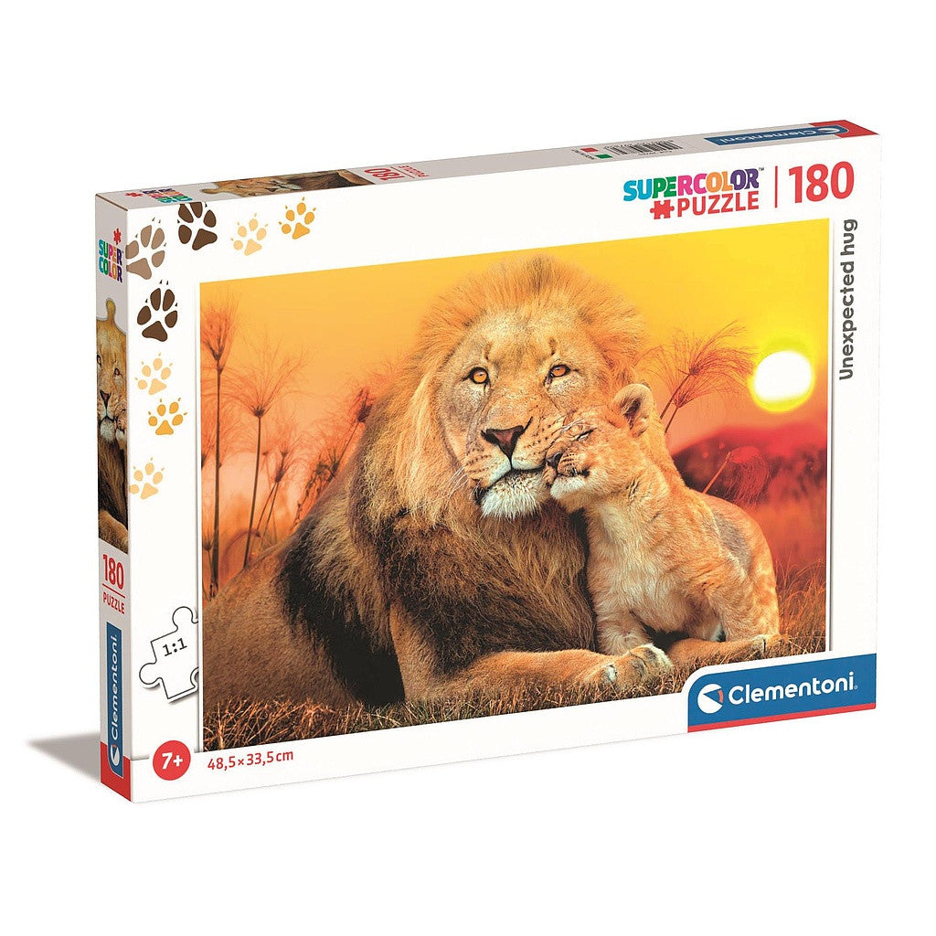 Clementoni Puzzle - Umarmung unter Löwen (180 Teile)