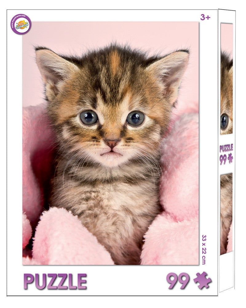 Puzzle - Kätzchen in Wolldecke (99 Teile)