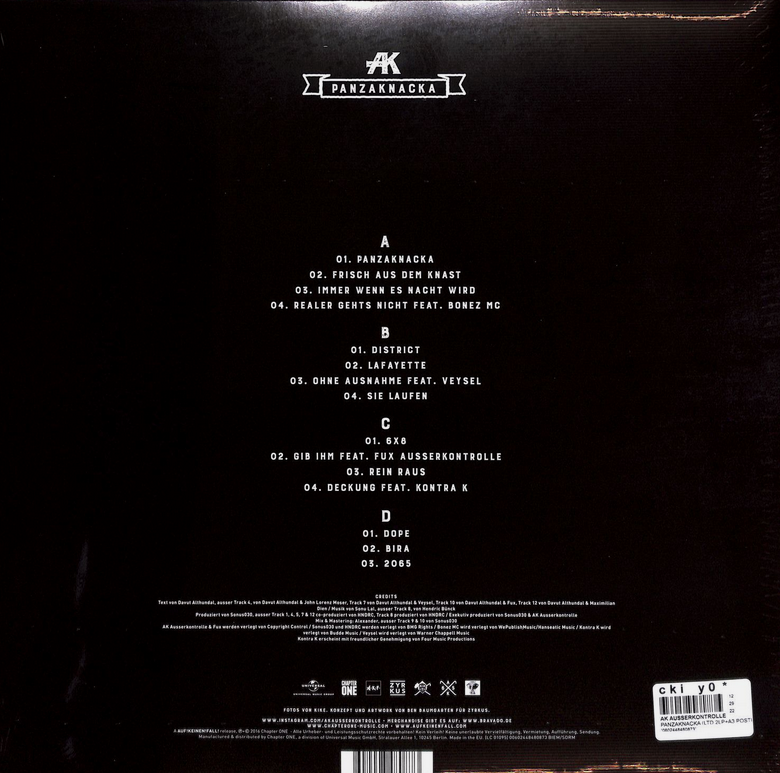 Panzaknacka (2LP + A3 Poster), Ak Ausserkontrolle