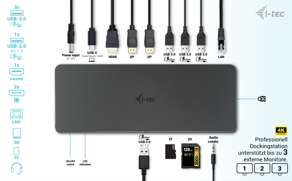 i-tec - USB-C/Thunderbolt Triple Display Docking Station + Power Delivery - Gebraucht