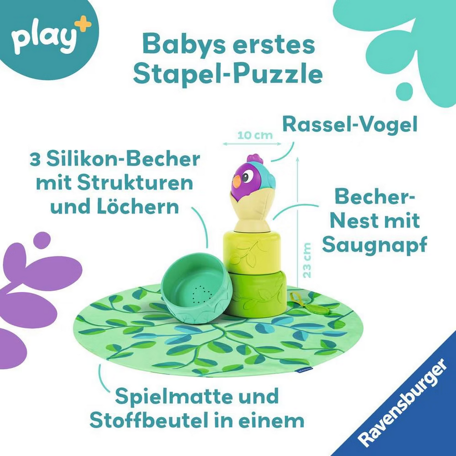 Play+ Baby-Stapel-Puzzle: Vogelnest