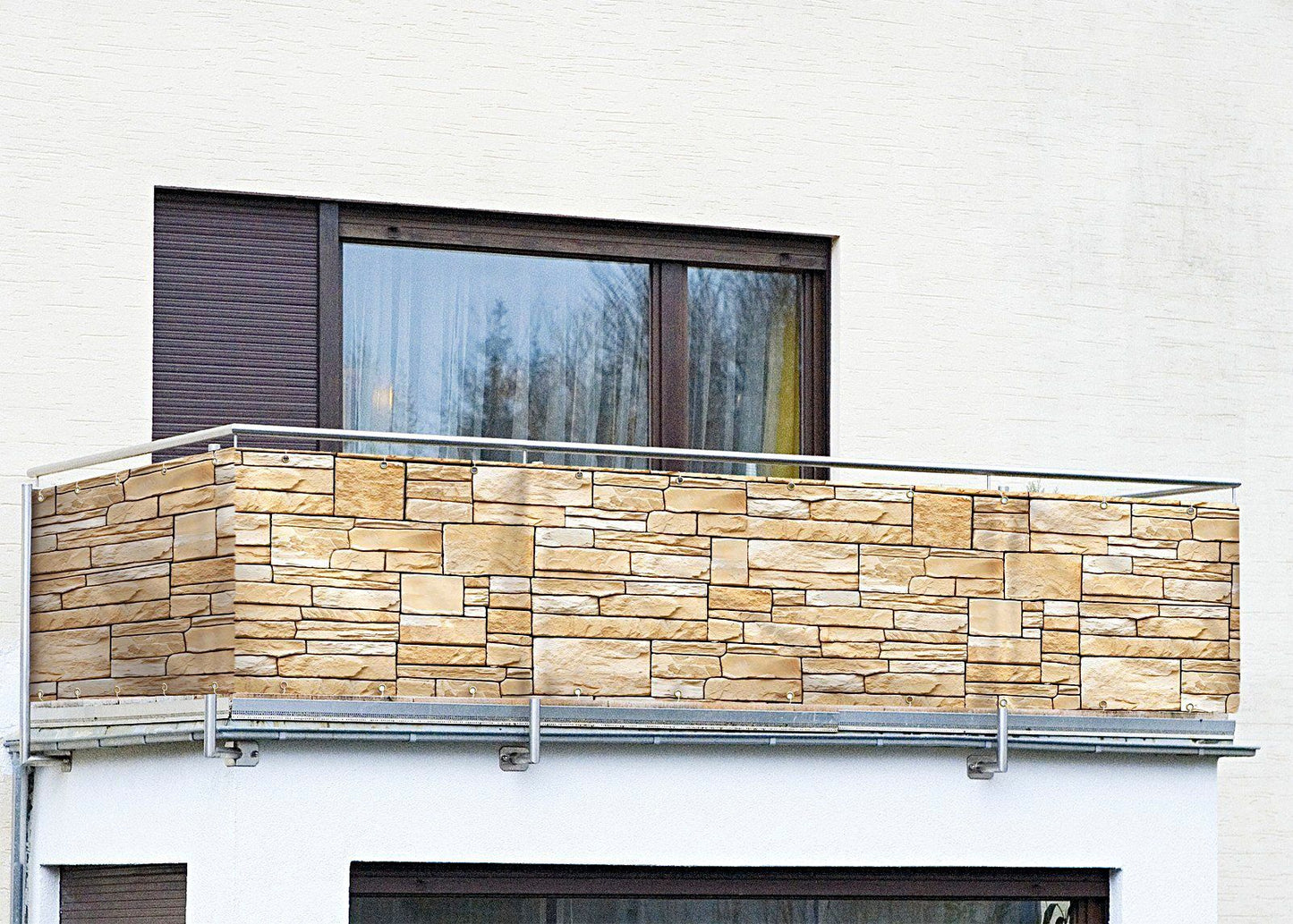 Sichtschutz Balkon, Terrasse (Motiv: Mauer)