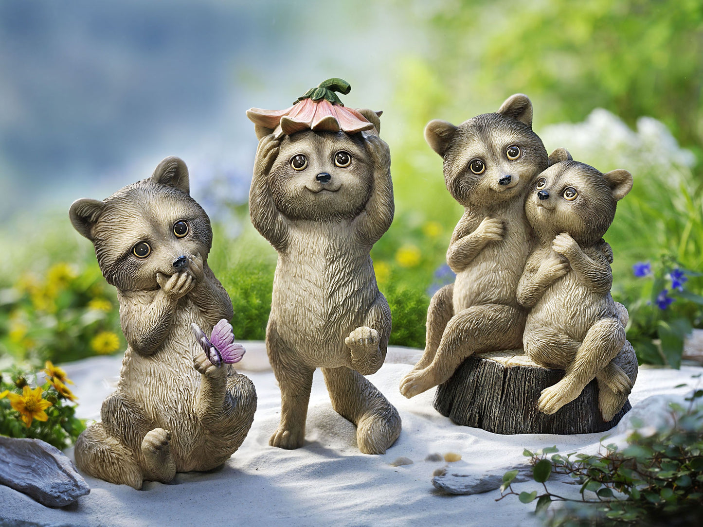 Dekofigur Waschbär-Mama mit Kind "Pia & Pepe"