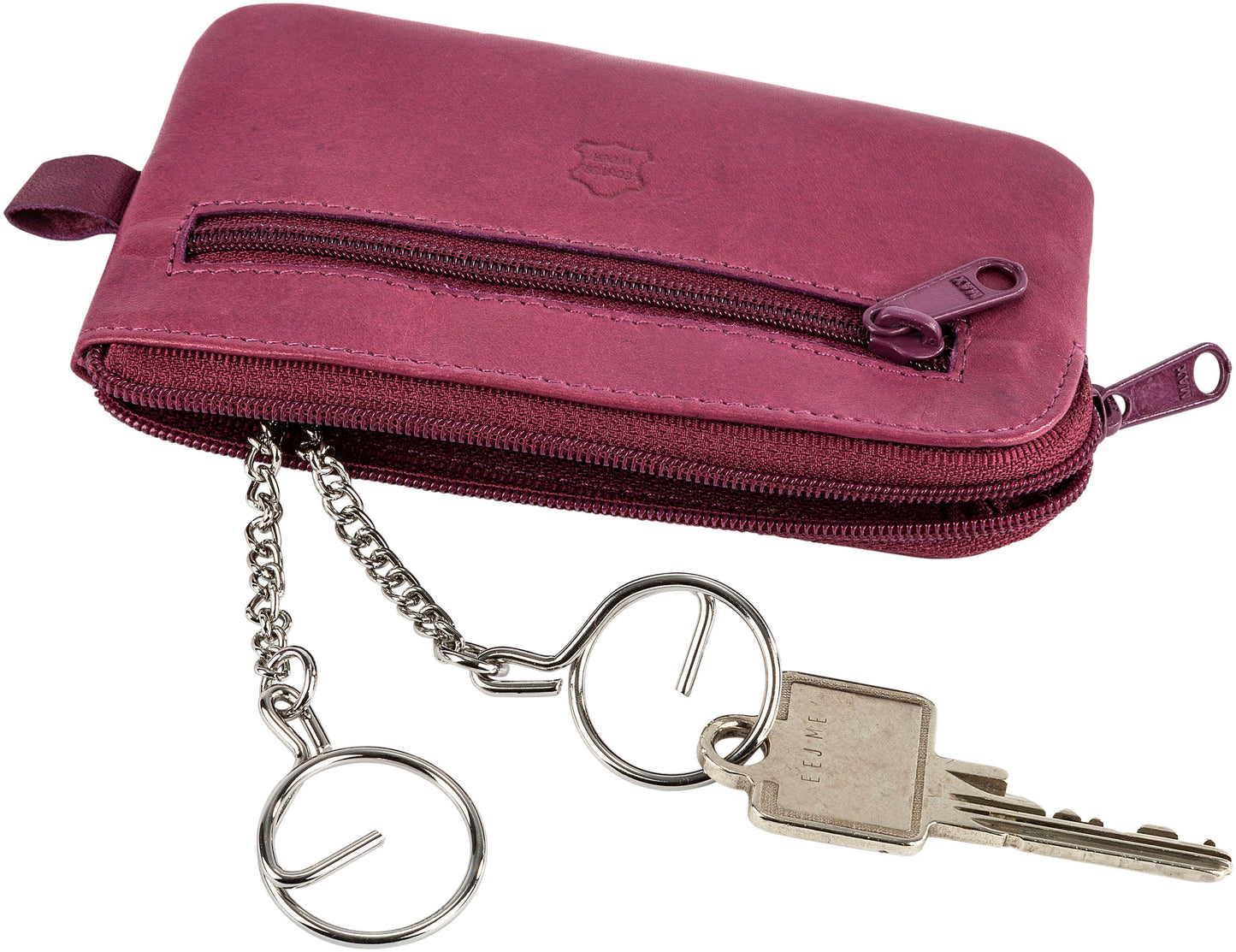 HJP Schlüsseltasche "Cléo" Leder (Farbe: beere) mit Pusteblumen-Prägung