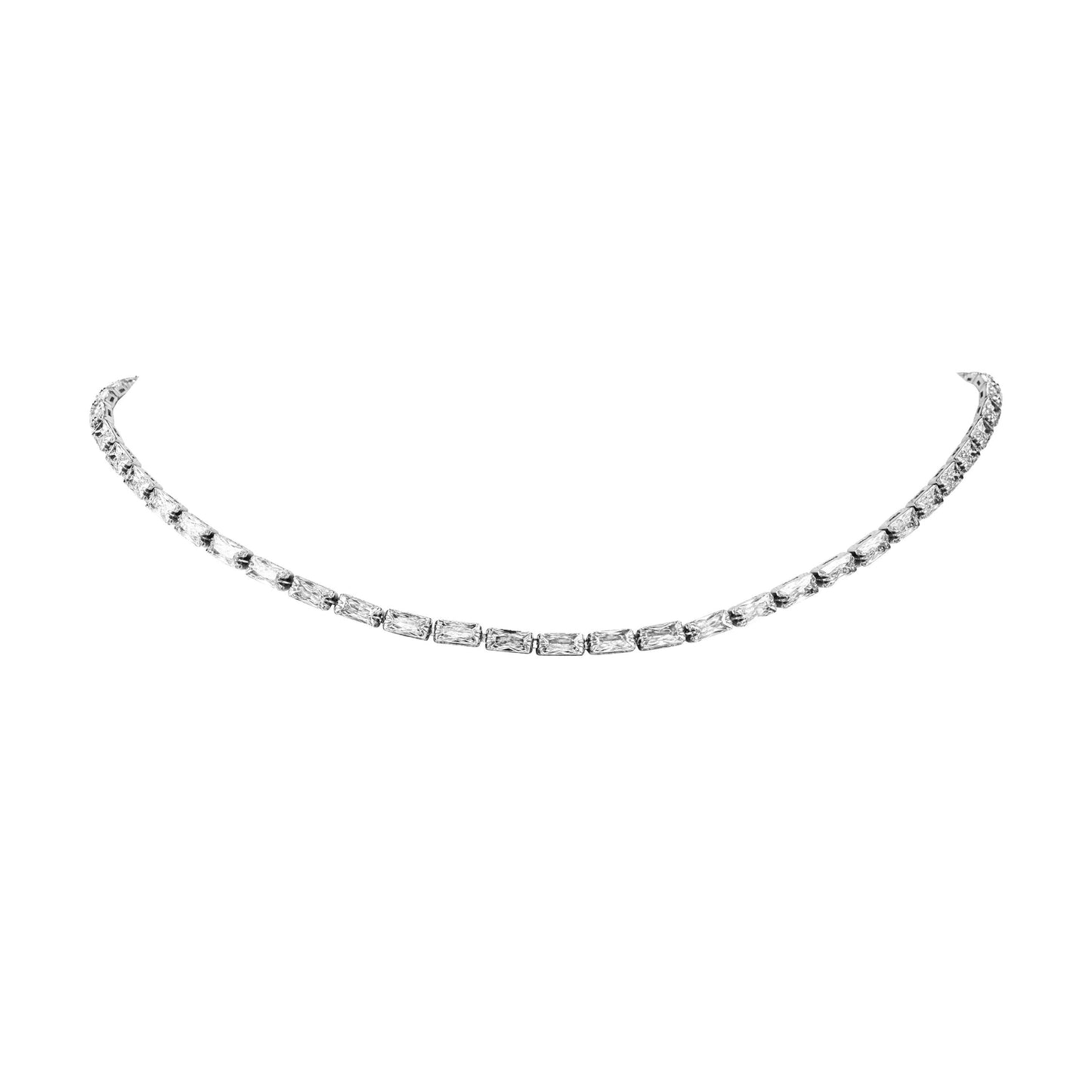 Paul Valentine Halskette "Baguette Tennis Necklace" Edelstahl (Farbe: silber)