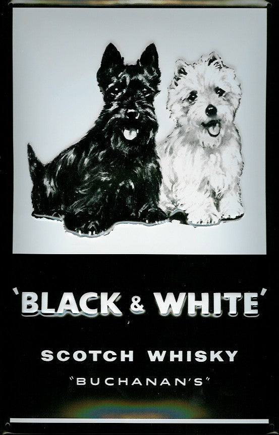 Schild 'Black & White Scotch Whisky'