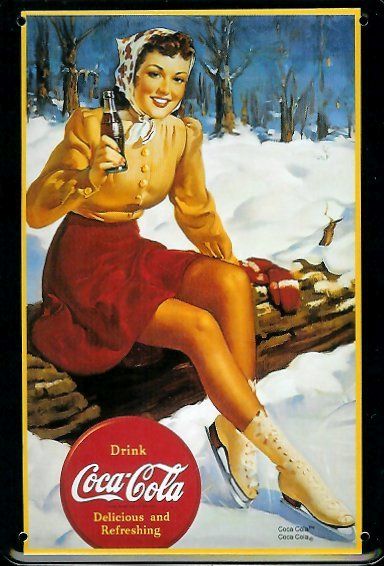 Schild 'Coca Cola Schlittschuhläuferin'
