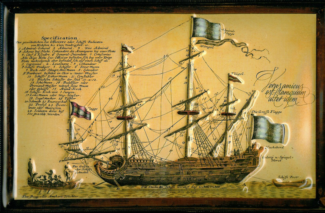 Schild '3-Mast Barke, Specification'