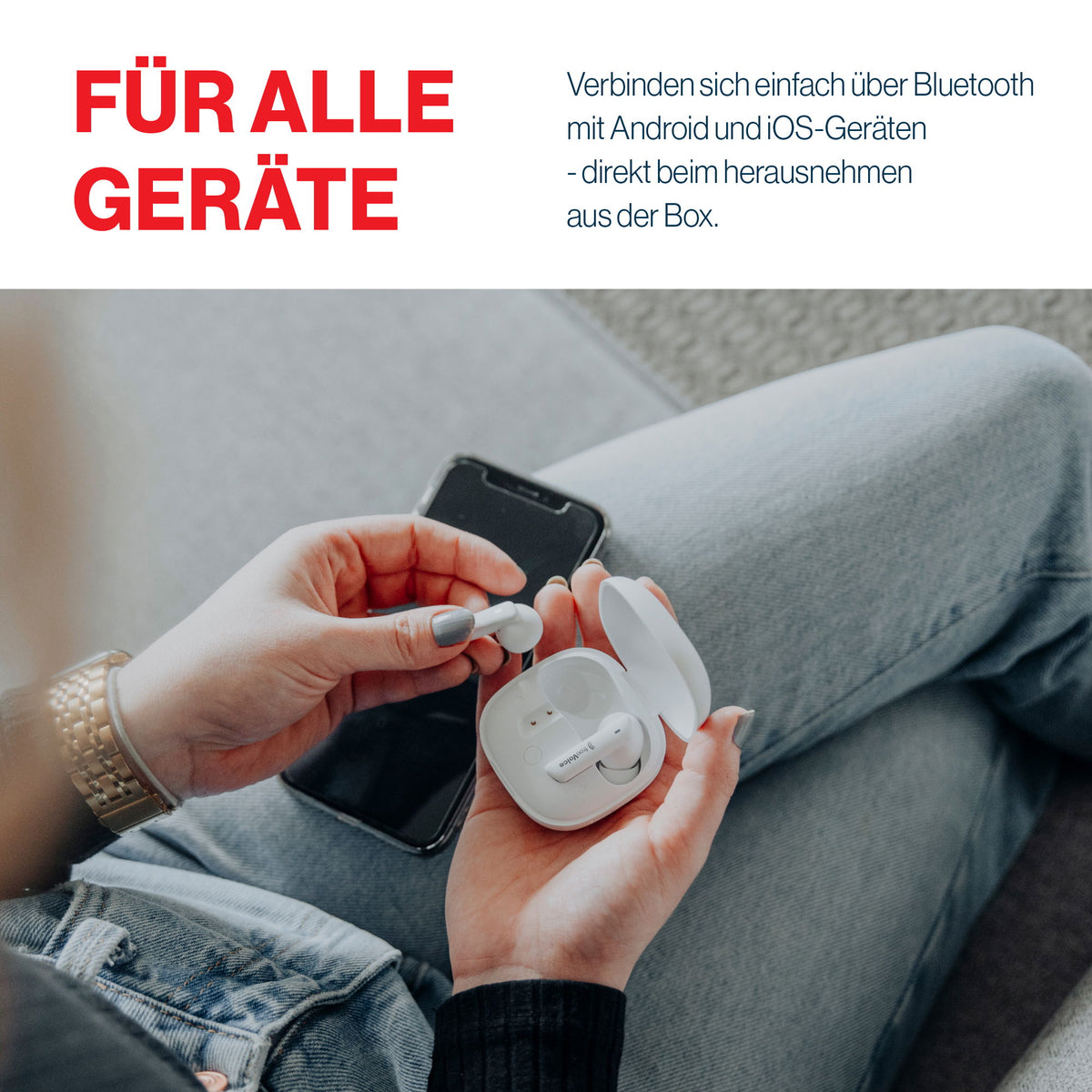 freeVoice Wave 500 Earbuds, weiss (Bluetooth)