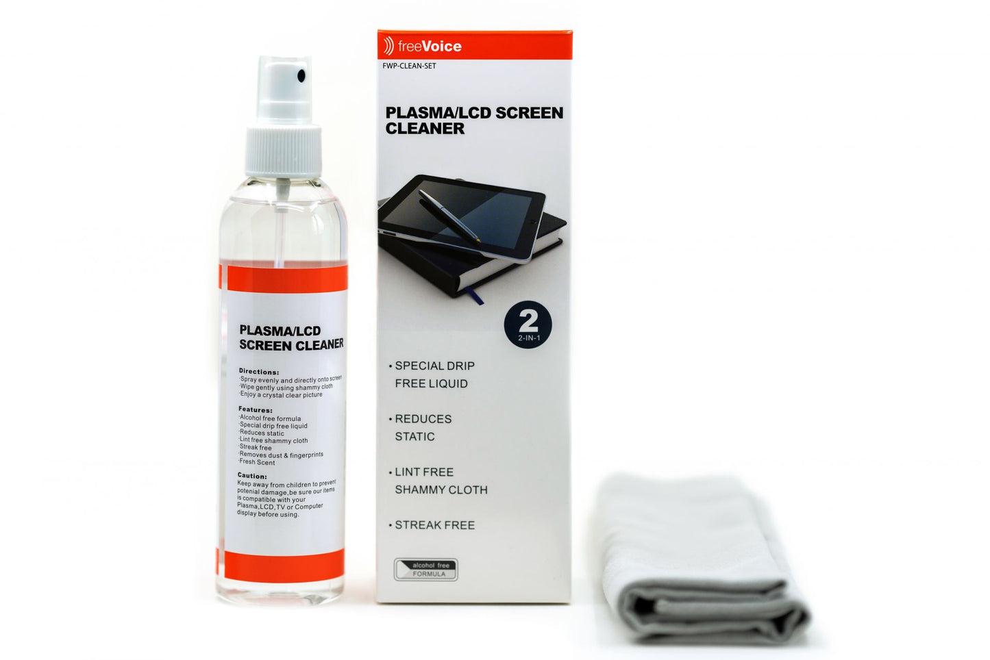 freeVoice Reinigungsspray inkl. Tuch (Set)