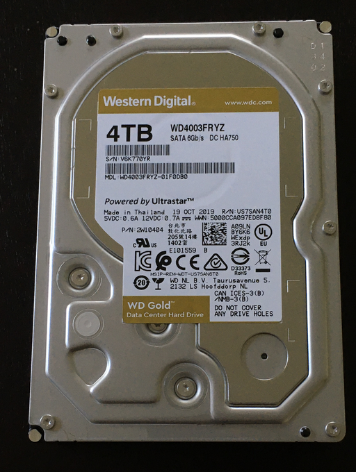 Western Digital WD Gold 4TB, 24/7, 512e / 3.5" / SATA 6Gb/s
