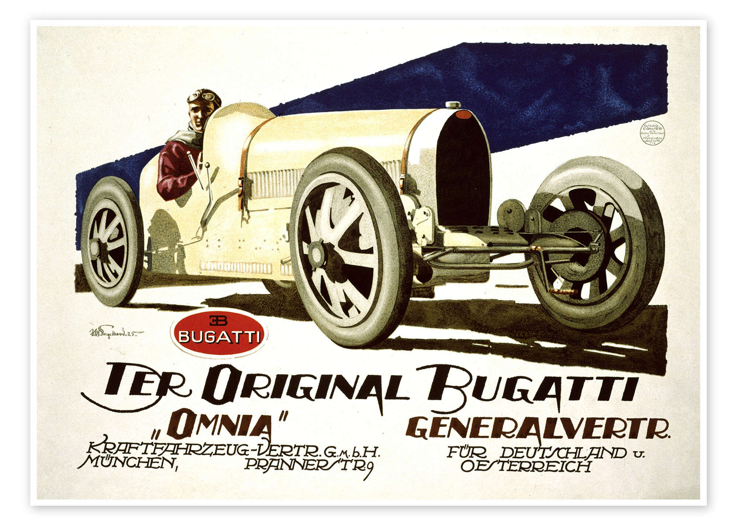 Blechschild 'Der original Bugatti' (15 x 10 cm)