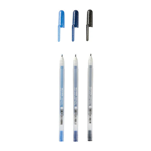 Sakura Gelstifte "Gelly Roll" - 3er-Set (Metallic Ocean: schwarz, blau)