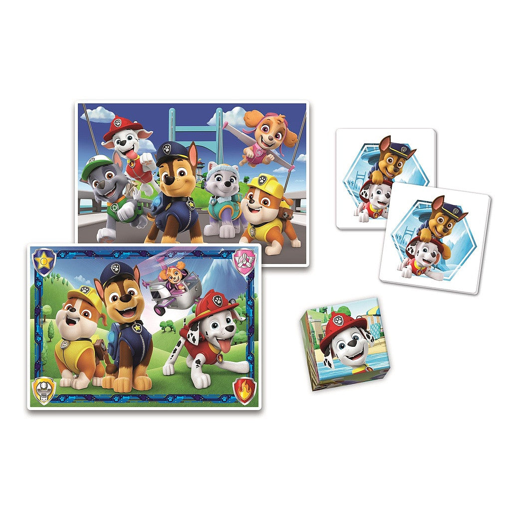 Clementoni 4er-Edukit - Paw Patrol "Rickety Ridge" (2x Puzzle, 1x Würfel, 1x Memory)