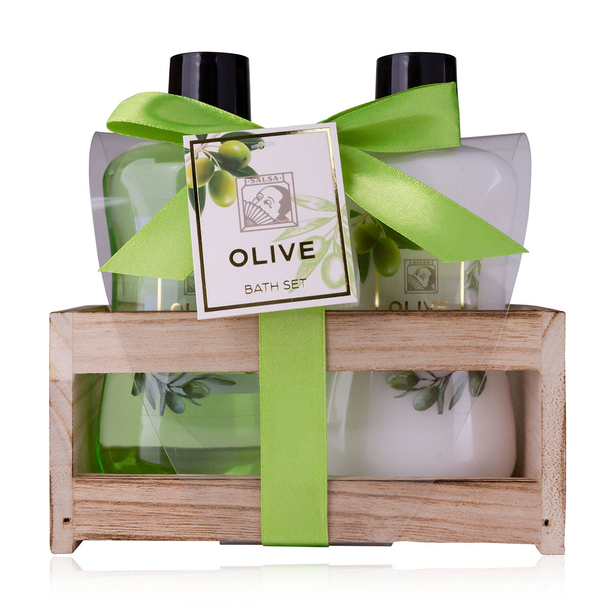 Badeset "Olive", Geschenkset in Holzbox