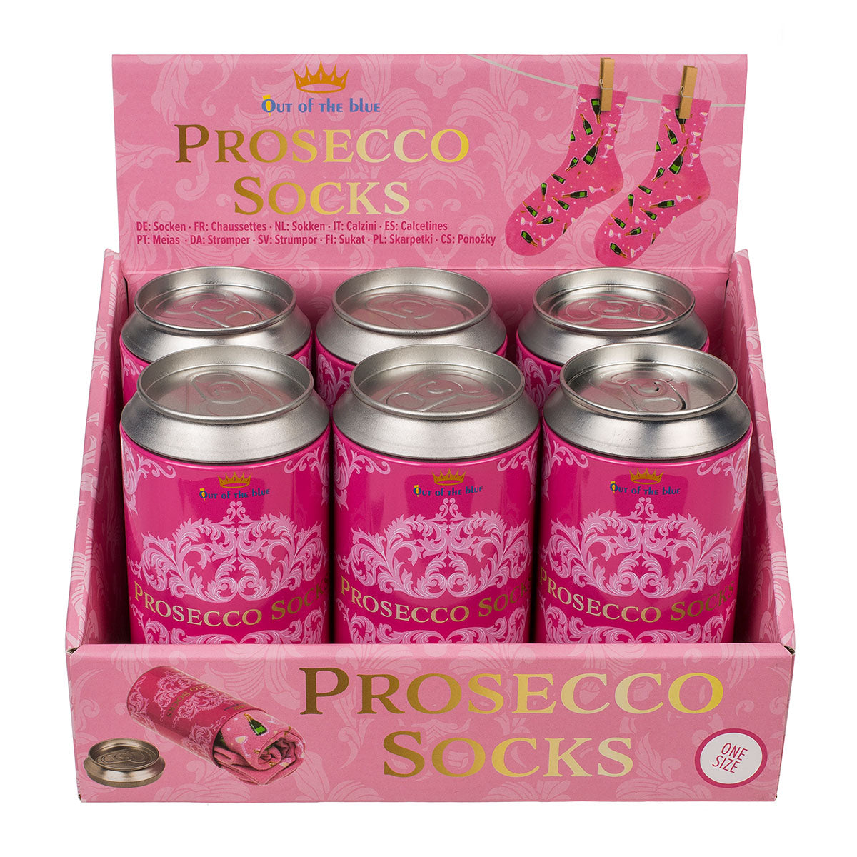 Socken "Prosecco", in Metalldose