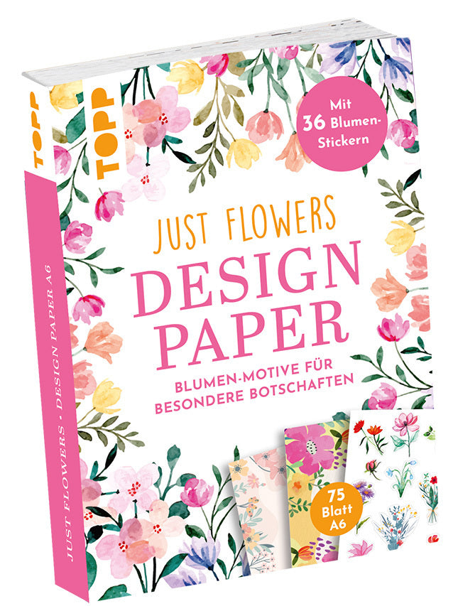 Design Paper Just Flowers A6 mit Blumen-Stickern