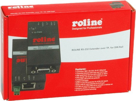 Roline RS-232 Verläng. via TP, DIN Rail