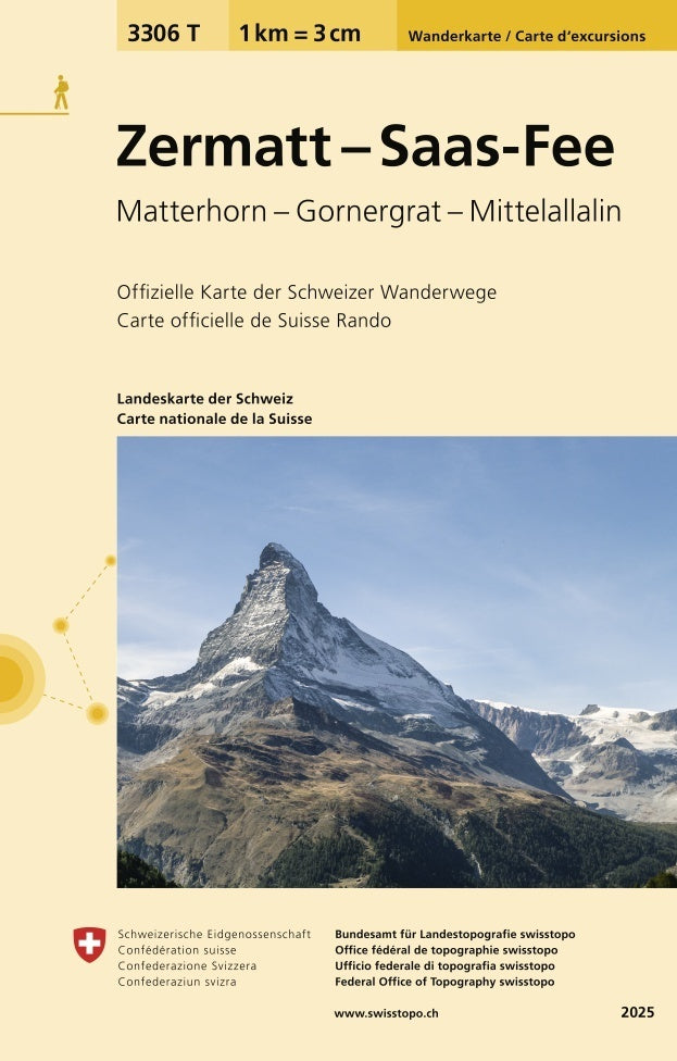 3306T Zermatt - Saas-Fee Wanderkarte (Bundesamt Für Landestopografie Swisstopo)