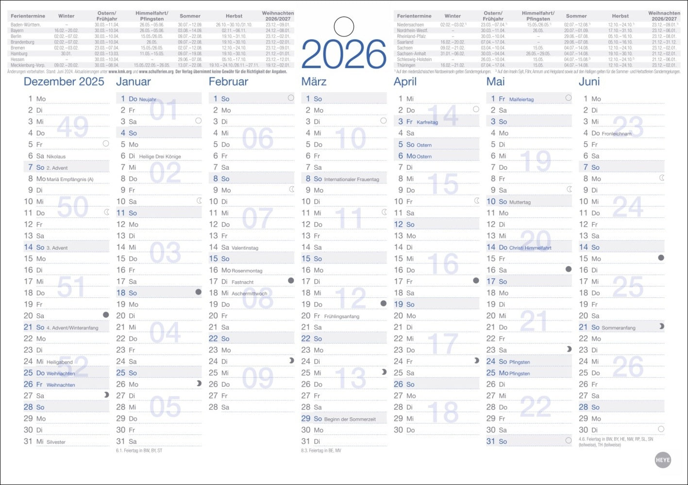 Tafelkalender A5 2026