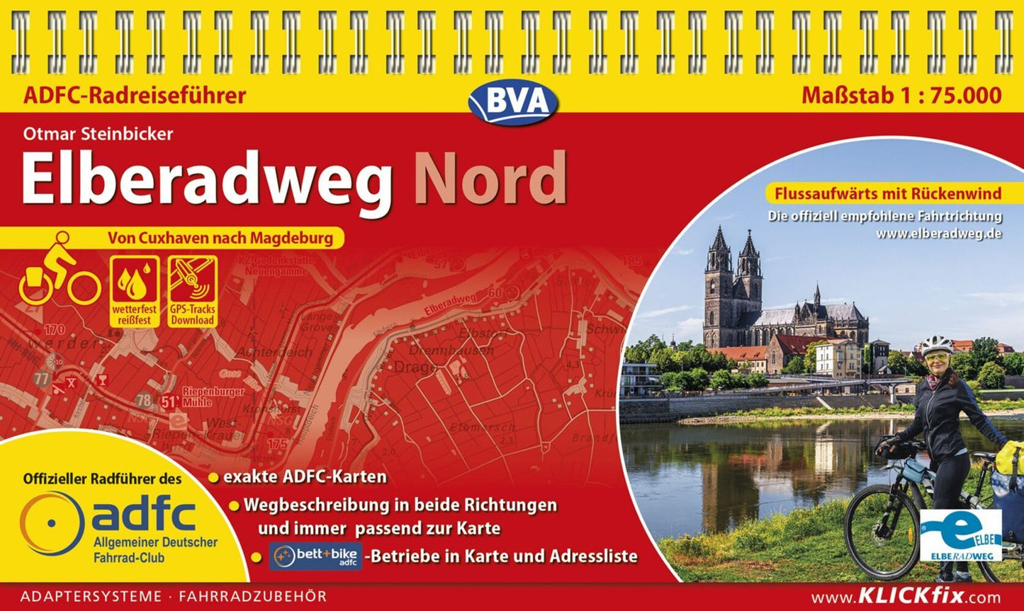 ADFC-Radreiseführer Elberadweg Nord 1:75.000 praktische , reiß- und wetterfest, GPS-Tracks Download (Otmar Steinbicker)