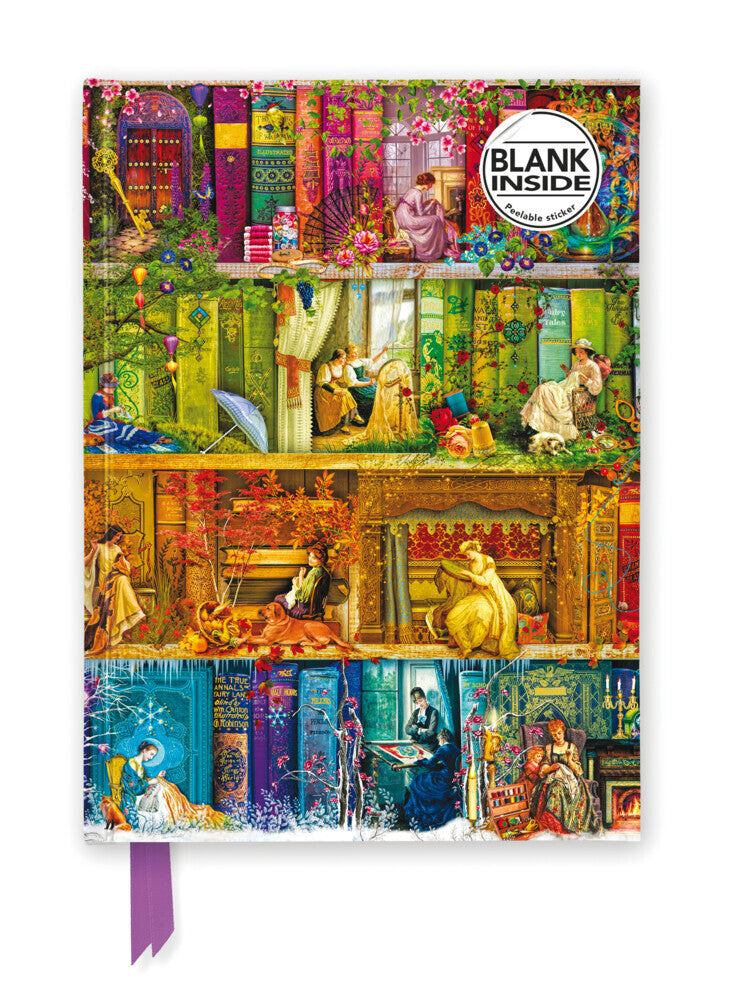 Premium Notizbuch Blank DIN A5: Aimee Stewart, Bücherregal Carpe Diem (Flame Tree Publishing)