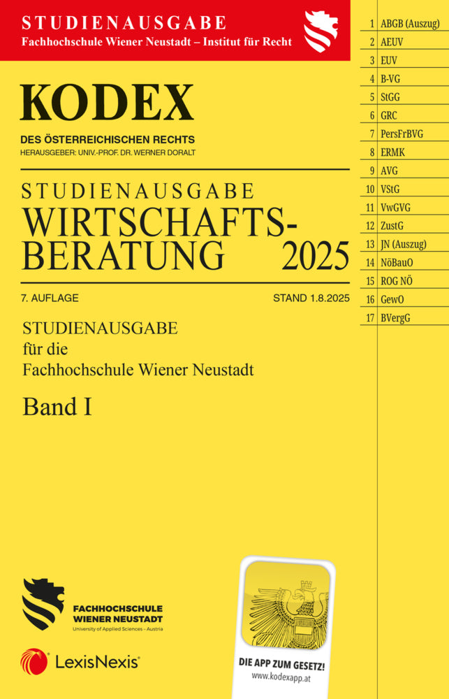 KODEX Wirtschaftsberatung Band I (FH Wr. Neustadt) 2025 (Werner Doralt)