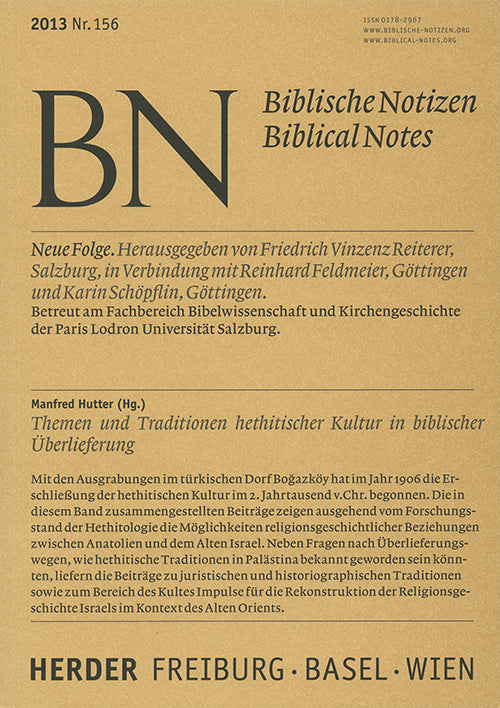 Themen und Tradition hethitischer Kultur in biblischer Überlieferung (Manfred Hutter)