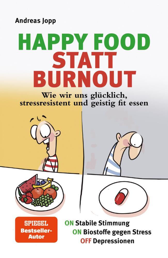 Happy Food statt Burnout - Wie wir uns glücklich, stressresistent und geistig fit essen. Stress, Müdigkeit, Konzentration, Depressionen mit Ernährung verbessern. Superfoods für Gehirn & Psyche. (Andreas Jopp)
