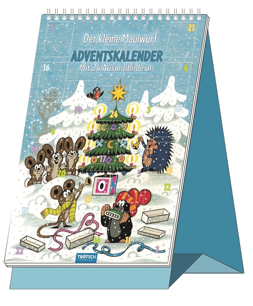 TRÖTSCH - Adventskalender "Der kleine Maulwurf" | Weihnachtskalender mit 24 lustigen Winter- & Weihnachtsmotiven zum Ausmalen (Trötsch Verlag)