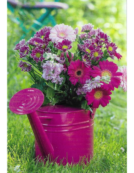 Glückwunschkarte "Blumenstrauss in Giesskanne" A7