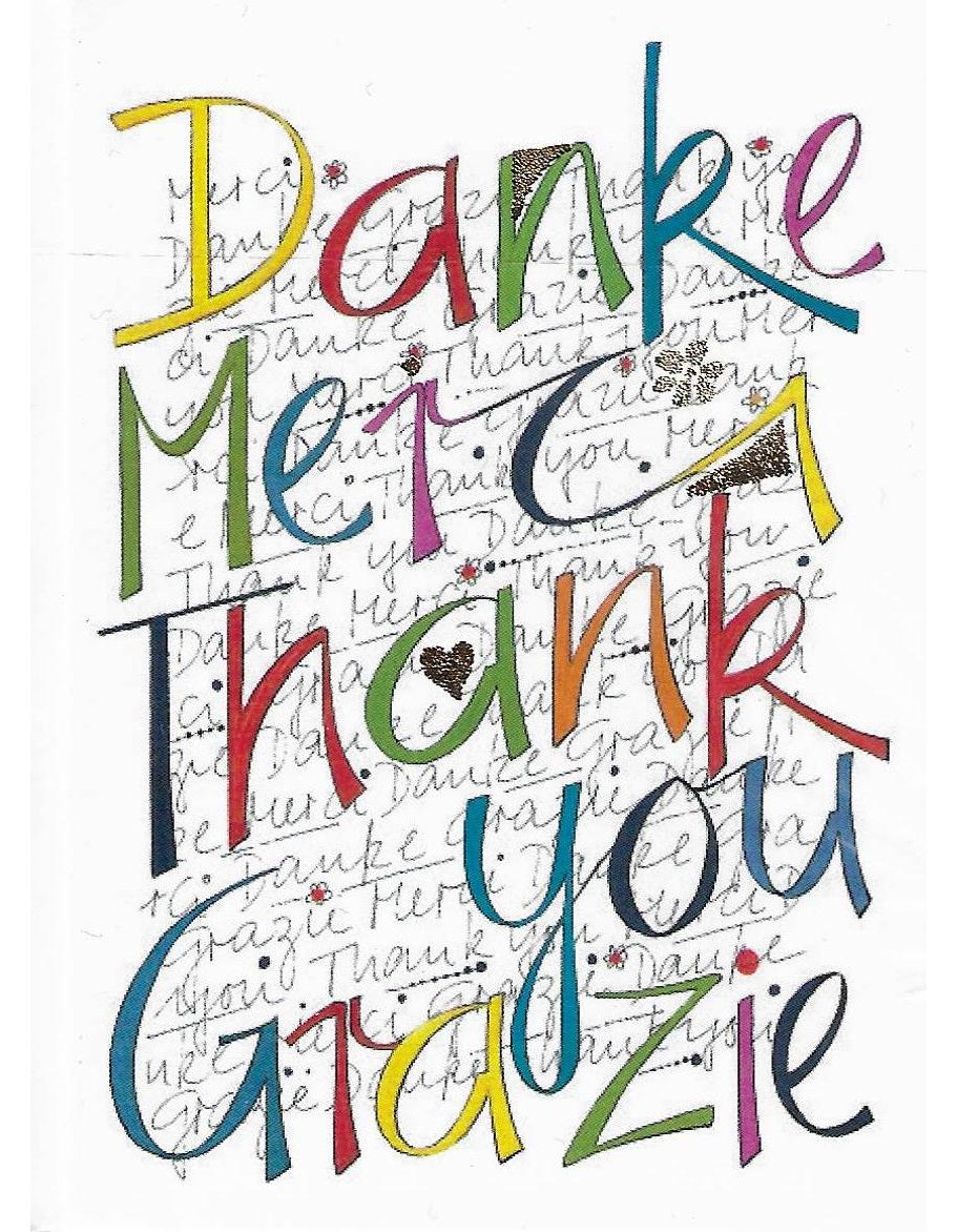 Dankeskarte "Danke, Merci, Thank you, Grazie" A7
